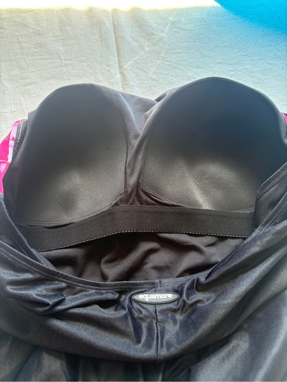 Aquamore Floral Fade Pink to Black One-Piece Swimsuit SZ 20W D Built-in Bra Line - Picture 3 of 13